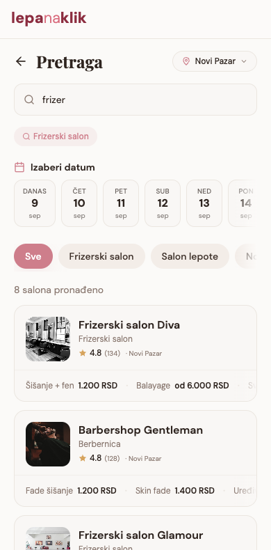 Salon pronađen u pretrazi